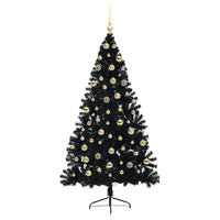 Albero di Natale artificiale con luci integrate Nero 180 cm PVC 3397145