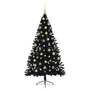 Albero di Natale artificiale con luci integrate Nero 180 cm PVC 3397145