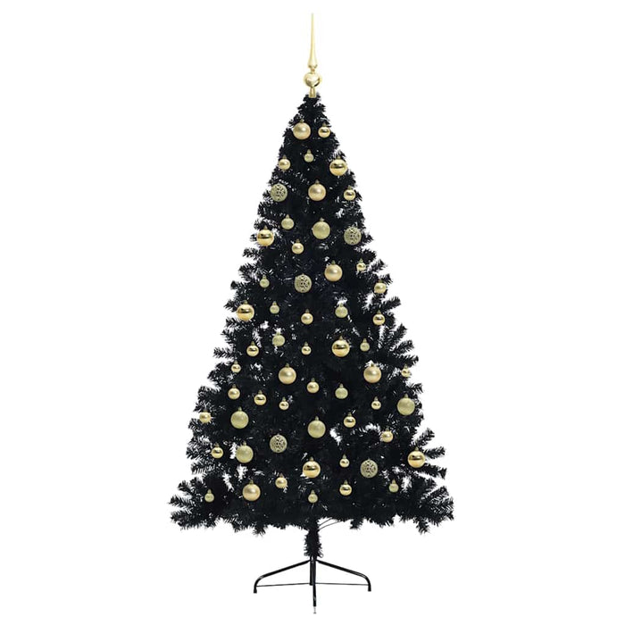 Albero di Natale artificiale con luci integrate Nero 180 cm PVC 3397145