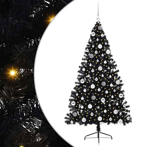 Albero di Natale artificiale con luci integrate Nero 180 cm PVC 3397146