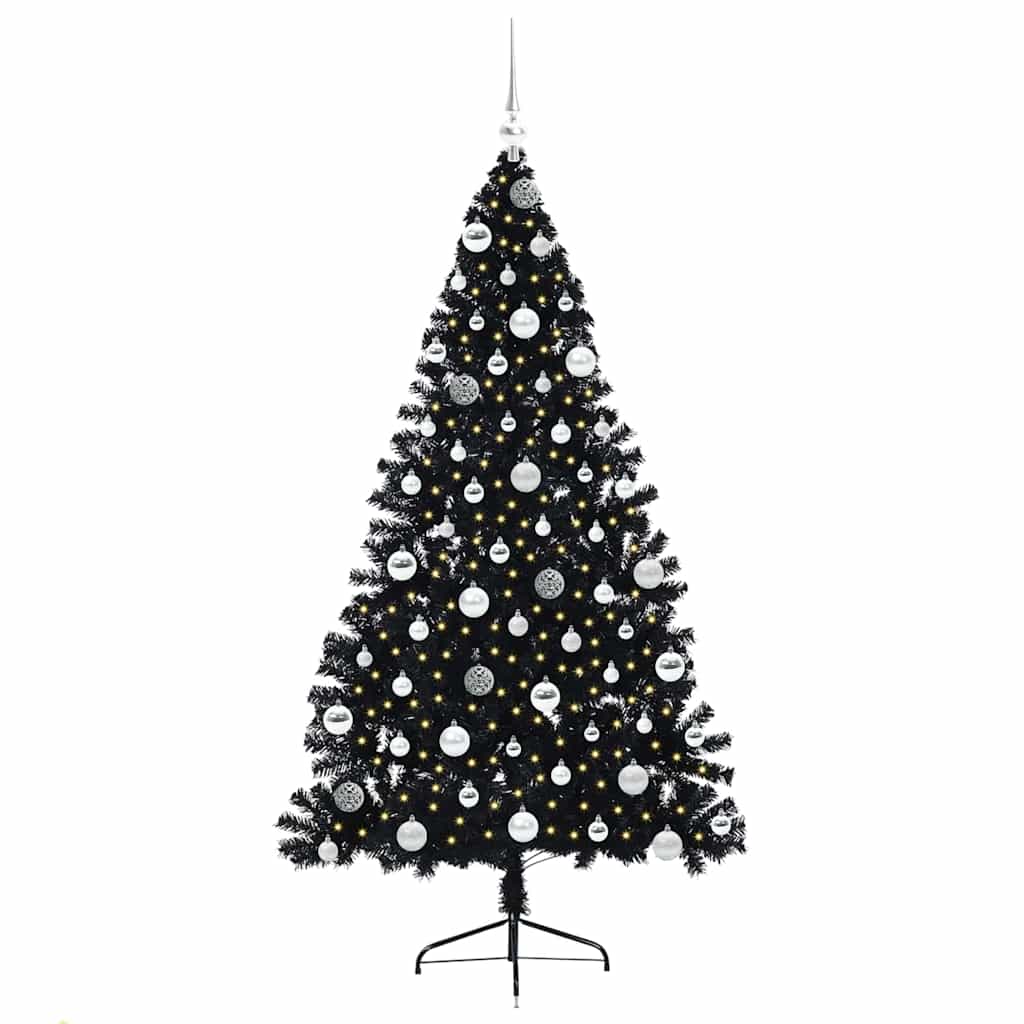 Albero di Natale artificiale con luci integrate Nero 180 cm PVC 3397146