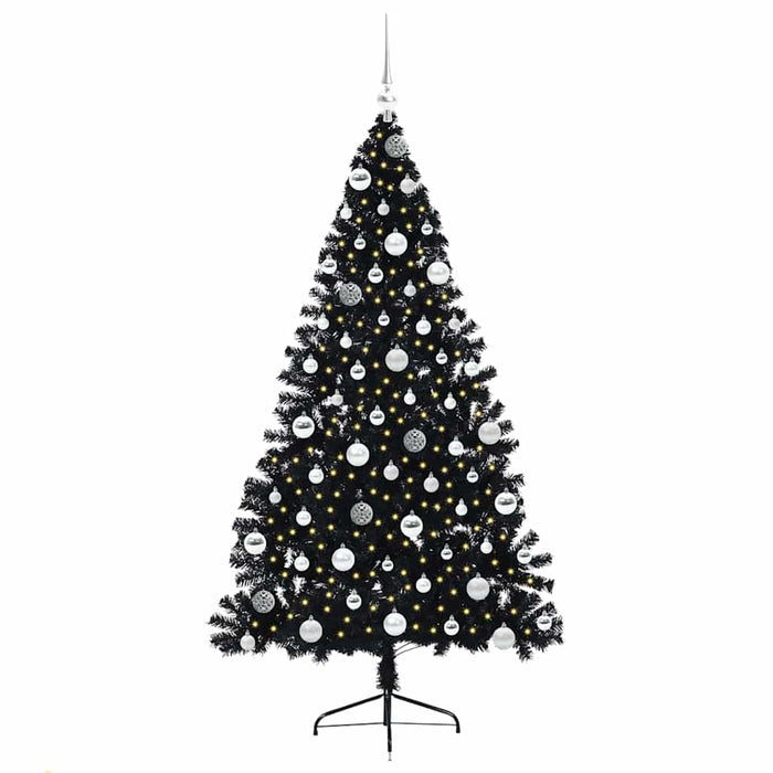 Albero di Natale artificiale con luci integrate Nero 180 cm PVC 3397146
