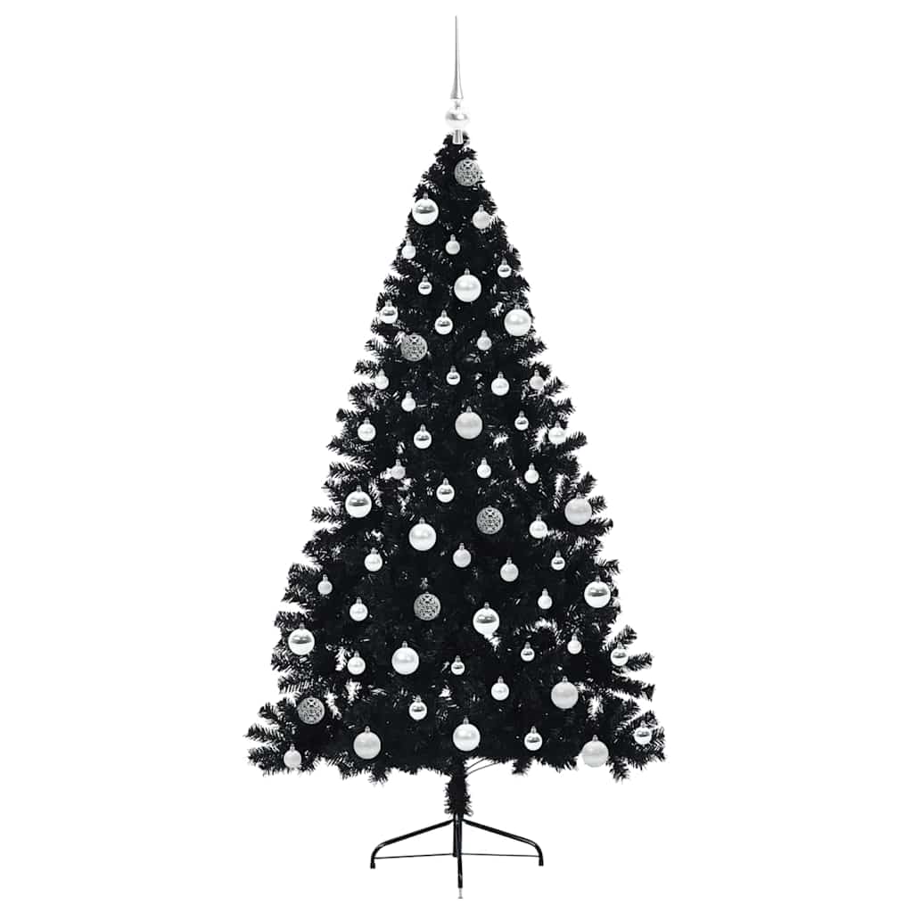 Albero di Natale artificiale con luci integrate Nero 180 cm PVC 3397146