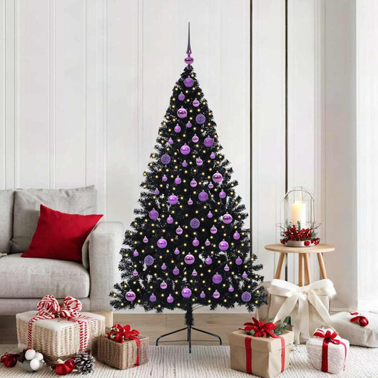 Albero di Natale artificiale con luci integrate Nero 180 cm PVC 3397147
