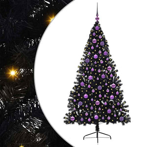Albero di Natale artificiale con luci integrate Nero 180 cm PVC 3397147