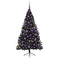 Albero di Natale artificiale con luci integrate Nero 180 cm PVC 3397147