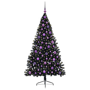 Albero di Natale artificiale con luci integrate Nero 180 cm PVC 3397147