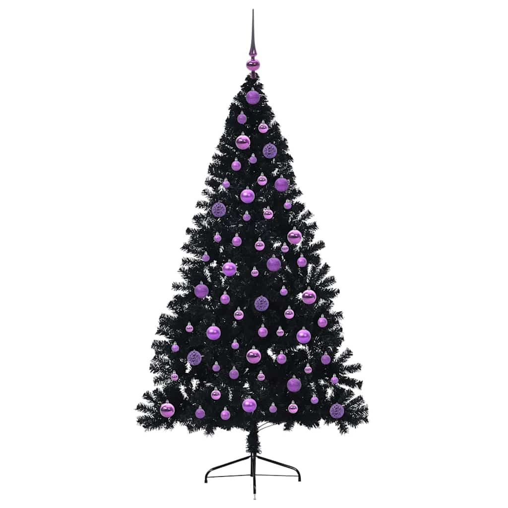 Albero di Natale artificiale con luci integrate Nero 180 cm PVC 3397147