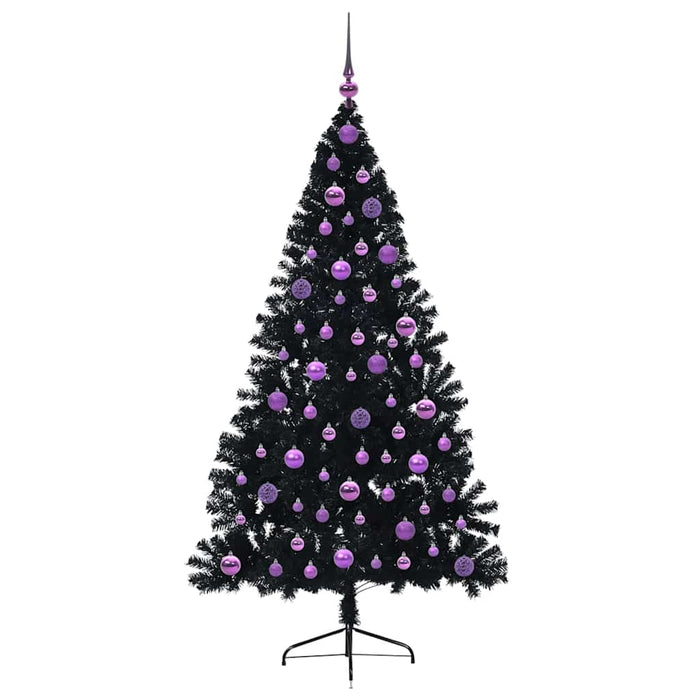 Albero di Natale artificiale con luci integrate Nero 180 cm PVC 3397147