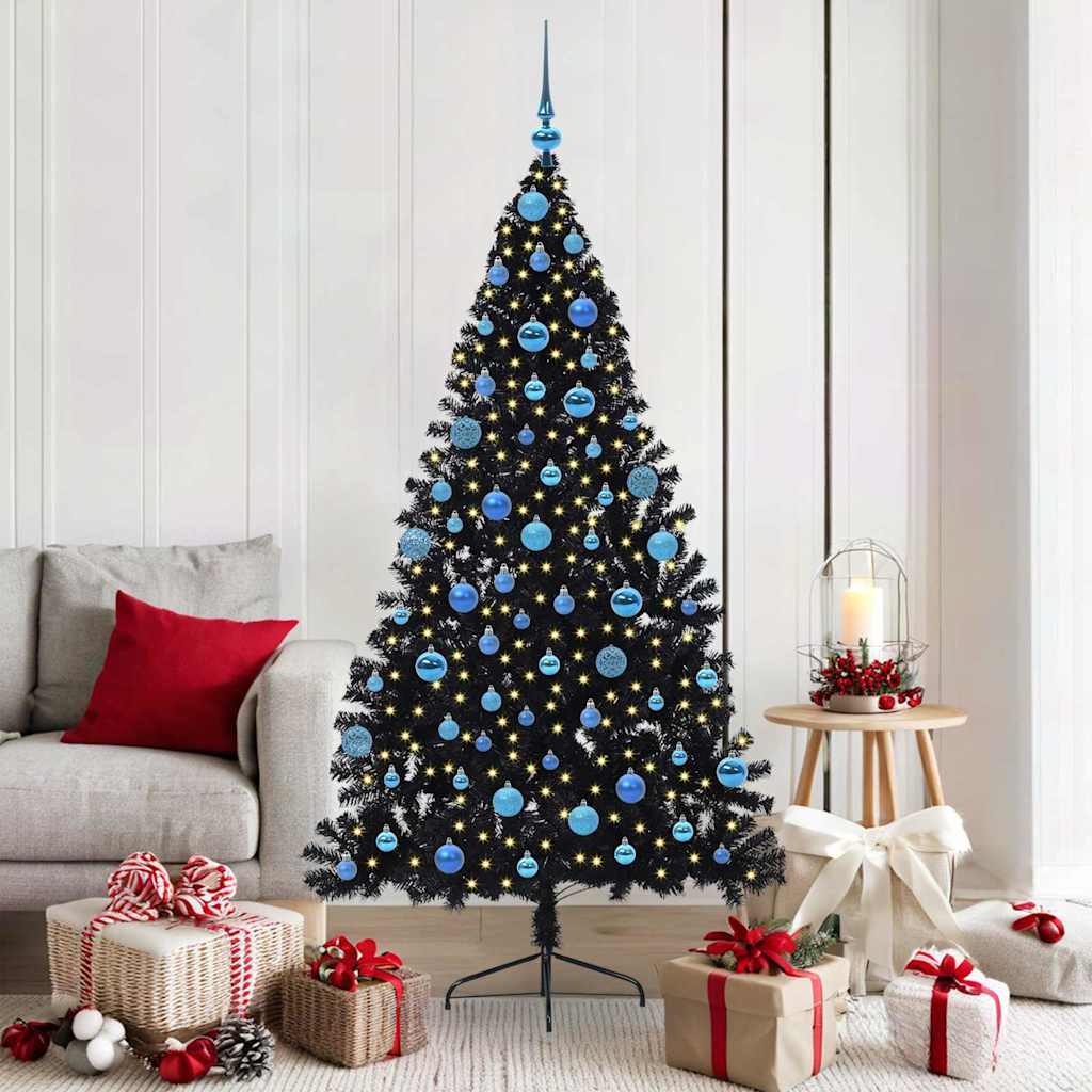 Albero di Natale artificiale con luci integrate Nero 180 cm PVC 3397148