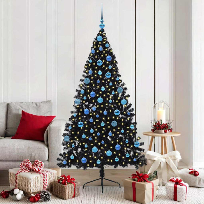 Albero di Natale artificiale con luci integrate Nero 180 cm PVC 3397148