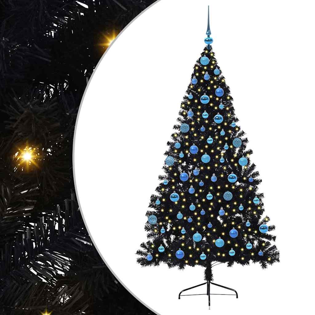 Albero di Natale artificiale con luci integrate Nero 180 cm PVC 3397148