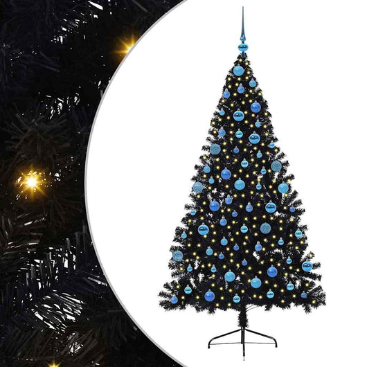 Albero di Natale artificiale con luci integrate Nero 180 cm PVC 3397148