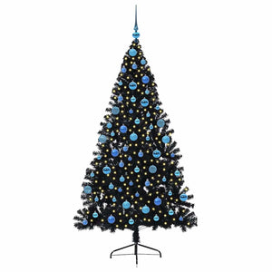 Albero di Natale artificiale con luci integrate Nero 180 cm PVC 3397148
