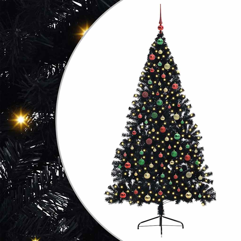 Albero di Natale artificiale con luci integrate Nero 180 cm PVC 3397149