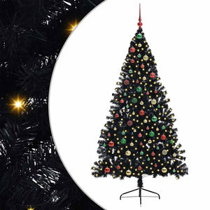 Albero di Natale artificiale con luci integrate Nero 180 cm PVC 3397149