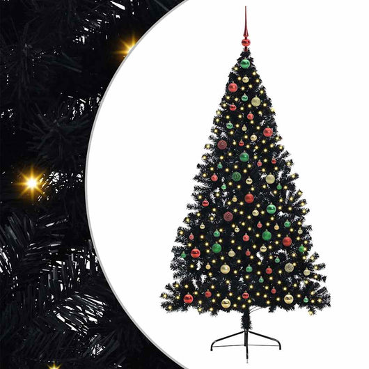 Albero di Natale artificiale con luci integrate Nero 180 cm PVC 3397149