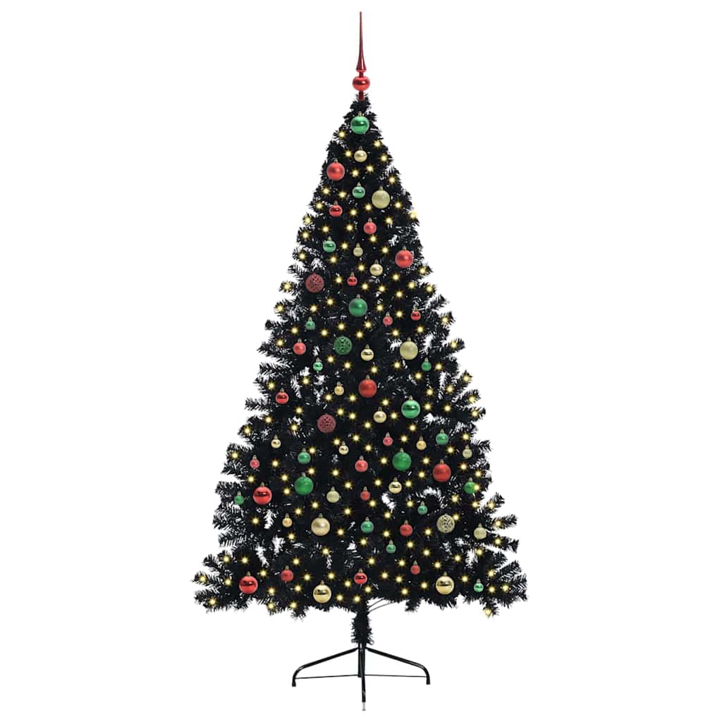 Albero di Natale artificiale con luci integrate Nero 180 cm PVC 3397149
