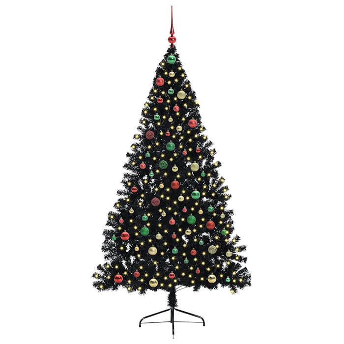 Albero di Natale artificiale con luci integrate Nero 180 cm PVC 3397149