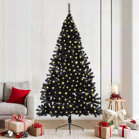 Albero di Natale artificiale con luci integrate Nero 210 cm PVC 3397150