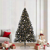 Albero di Natale artificiale con luci integrate Nero 210 cm PVC 3397152