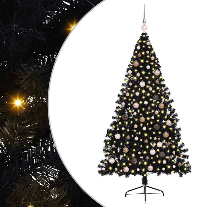 Albero di Natale artificiale con luci integrate Nero 210 cm PVC 3397152