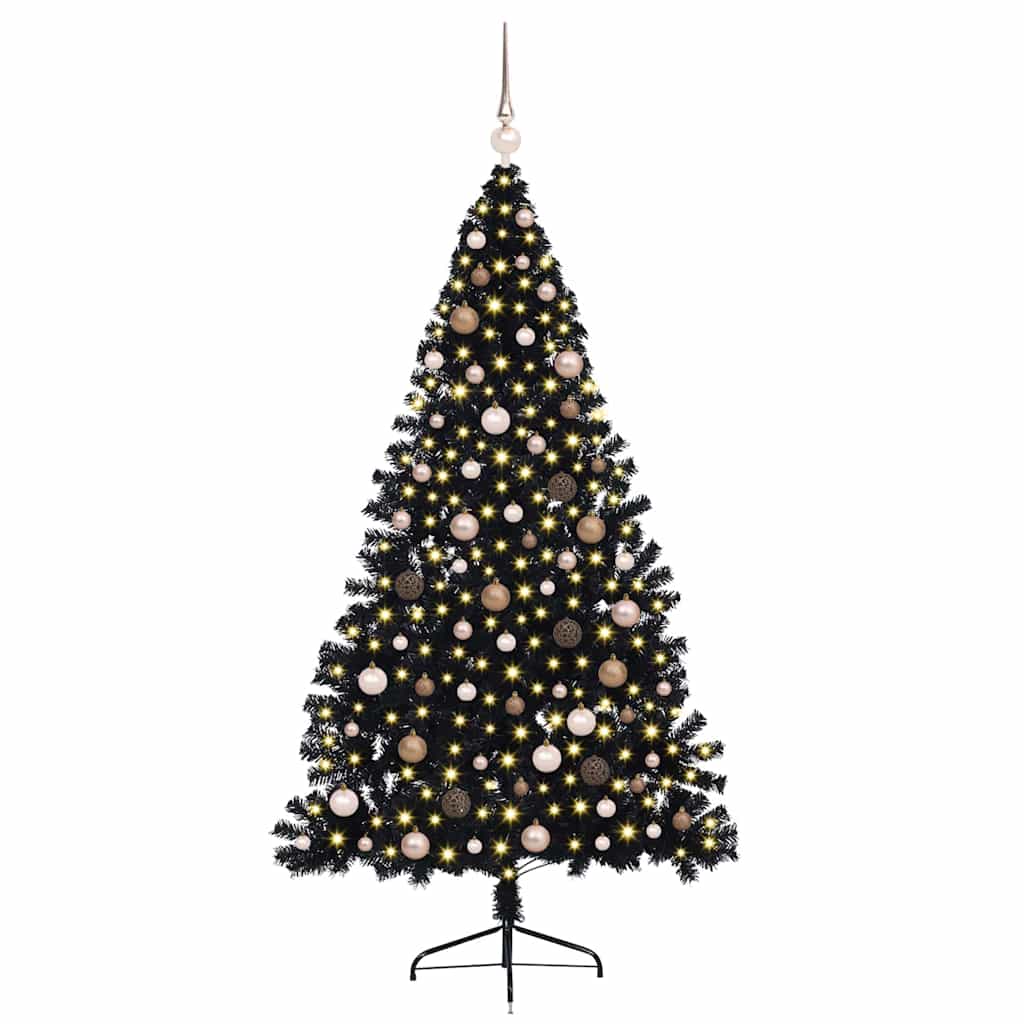 Albero di Natale artificiale con luci integrate Nero 210 cm PVC 3397152