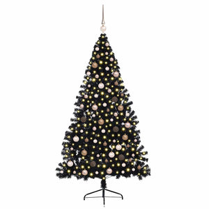 Albero di Natale artificiale con luci integrate Nero 210 cm PVC 3397152