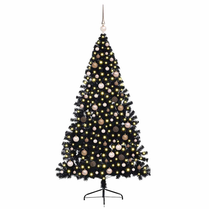 Albero di Natale artificiale con luci integrate Nero 210 cm PVC 3397152