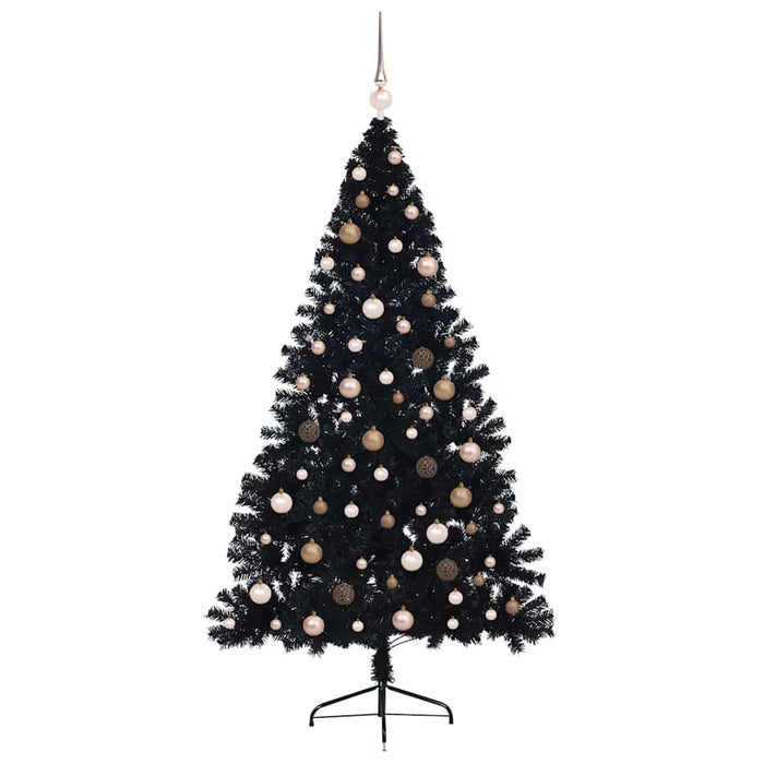 Albero di Natale artificiale con luci integrate Nero 210 cm PVC 3397152