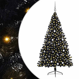 Albero di Natale con luci a corde decorative Nero 210 cm 3397153