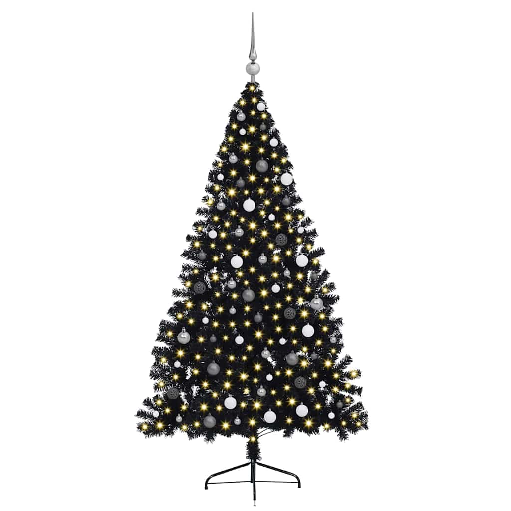 Albero di Natale con luci a corde decorative Nero 210 cm 3397153