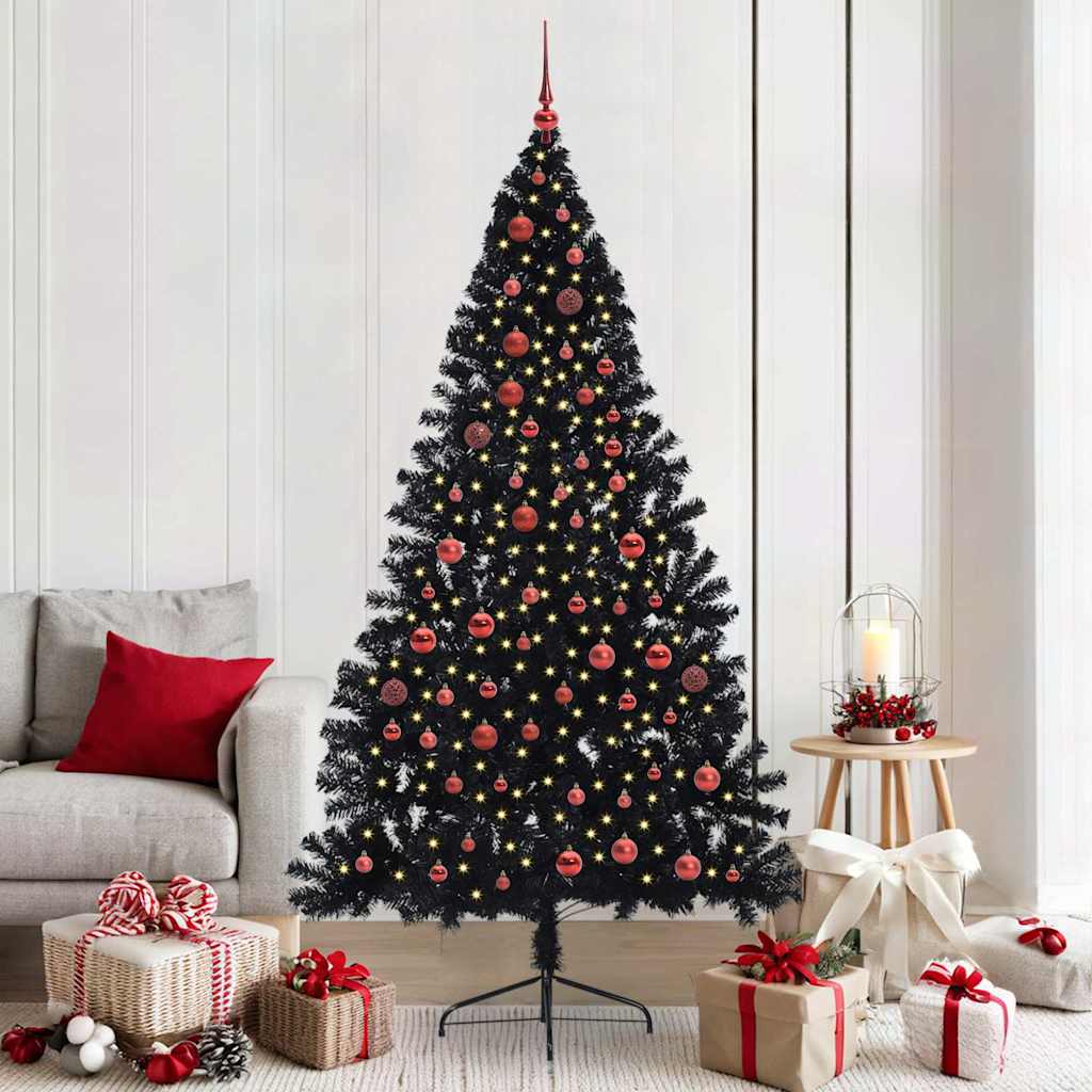 Albero di Natale artificiale con luci integrate Nero 210 cm PVC 3397154