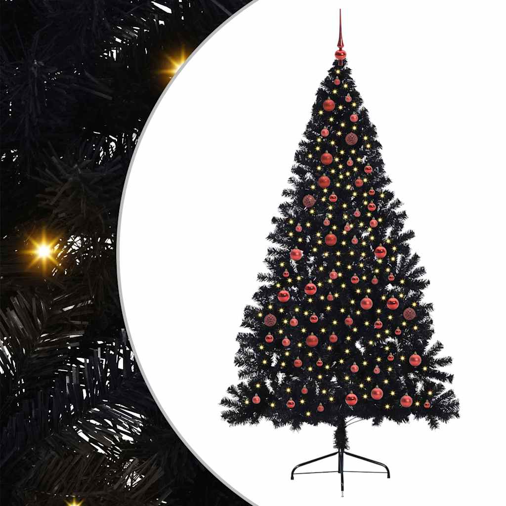 Albero di Natale artificiale con luci integrate Nero 210 cm PVC 3397154