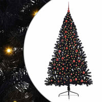 Albero di Natale artificiale con luci integrate Nero 210 cm PVC 3397154