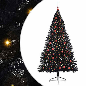 Albero di Natale artificiale con luci integrate Nero 210 cm PVC 3397154