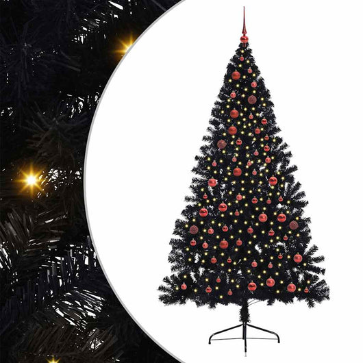 Albero di Natale artificiale con luci integrate Nero 210 cm PVC 3397154