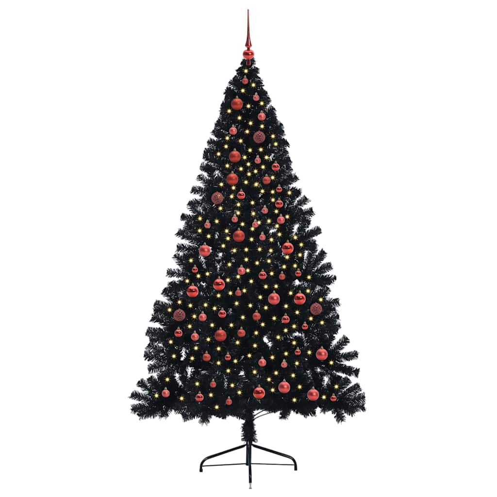 Albero di Natale artificiale con luci integrate Nero 210 cm PVC 3397154