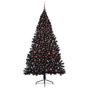 Albero di Natale artificiale con luci integrate Nero 210 cm PVC 3397154