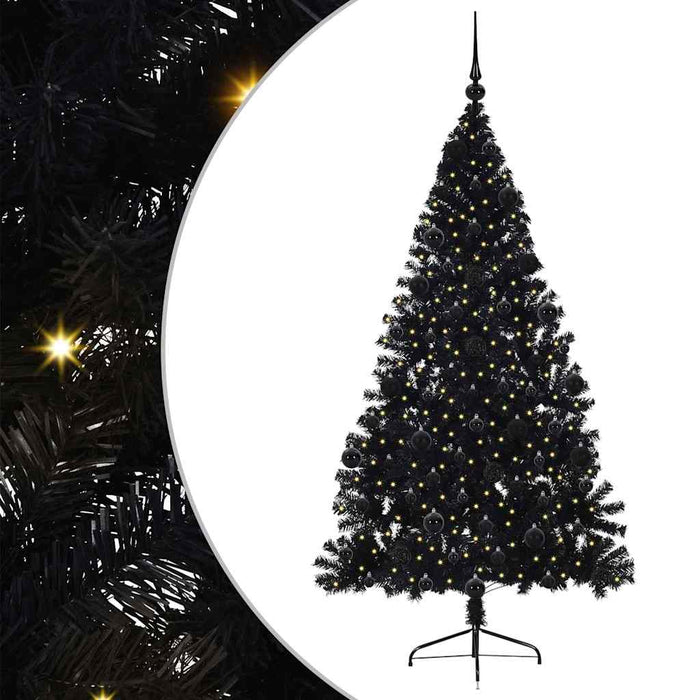 Albero di Natale artificiale con luci integrate Nero 210 cm PVC 3397155