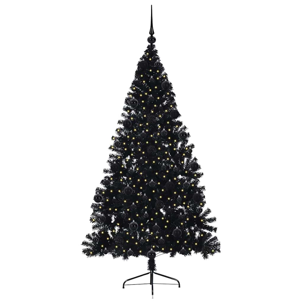Albero di Natale artificiale con luci integrate Nero 210 cm PVC 3397155