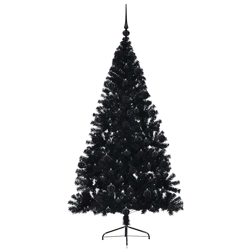 Albero di Natale artificiale con luci integrate Nero 210 cm PVC 3397155