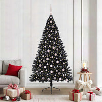 Albero di Natale artificiale con luci integrate Nero 210 cm PVC 3397156