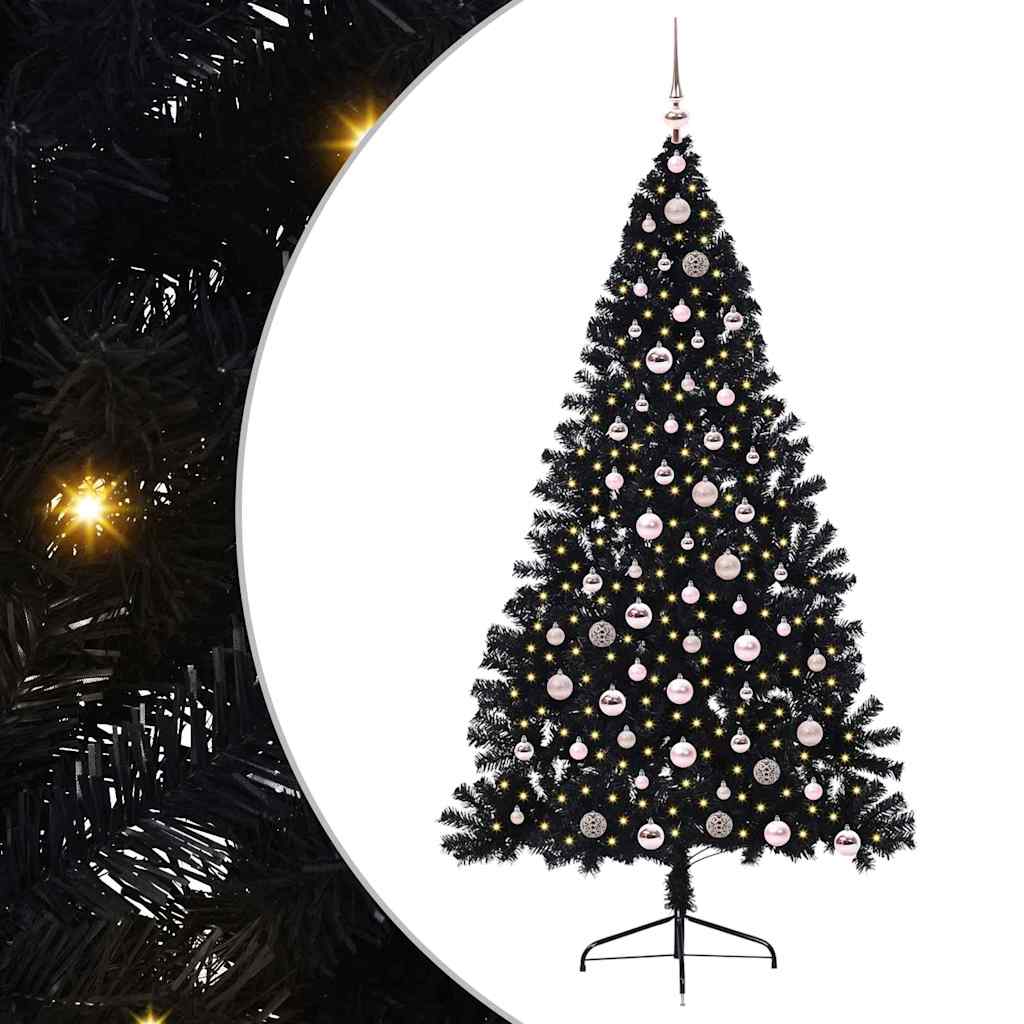 Albero di Natale artificiale con luci integrate Nero 210 cm PVC 3397156