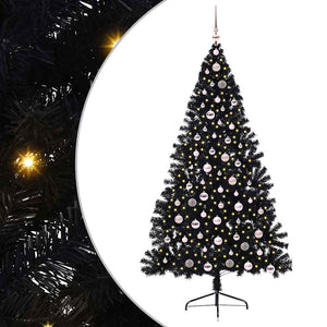 Albero di Natale artificiale con luci integrate Nero 210 cm PVC 3397156