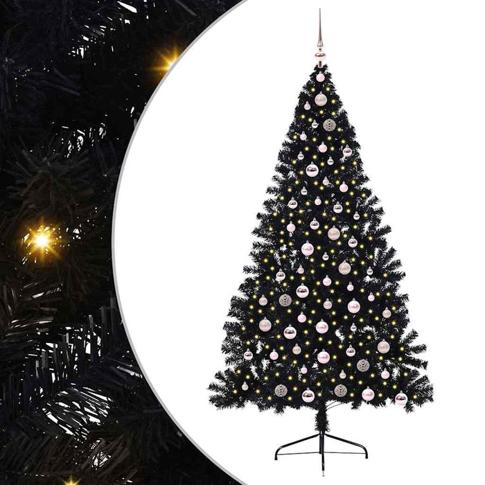 Albero di Natale artificiale con luci integrate Nero 210 cm PVC 3397156