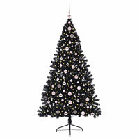 Albero di Natale artificiale con luci integrate Nero 210 cm PVC 3397156