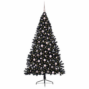 Albero di Natale artificiale con luci integrate Nero 210 cm PVC 3397156