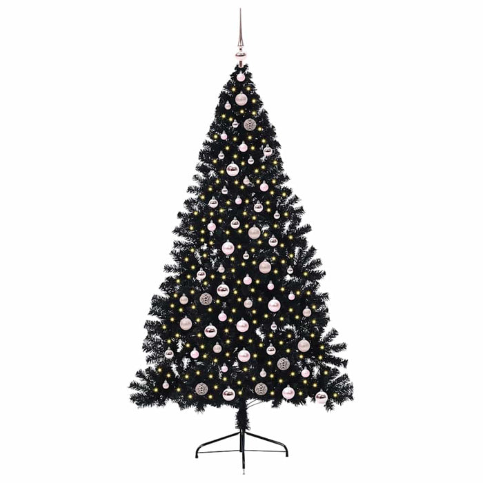 Albero di Natale artificiale con luci integrate Nero 210 cm PVC 3397156