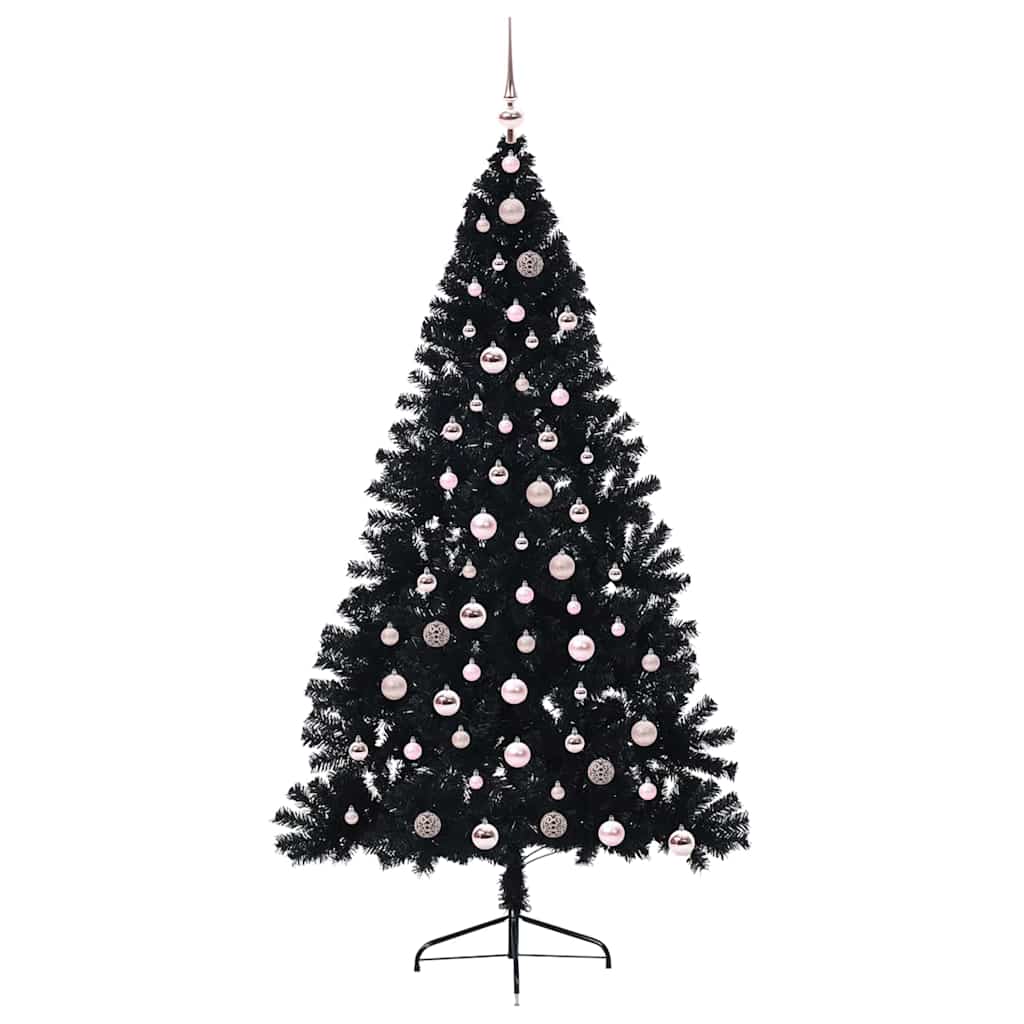 Albero di Natale artificiale con luci integrate Nero 210 cm PVC 3397156